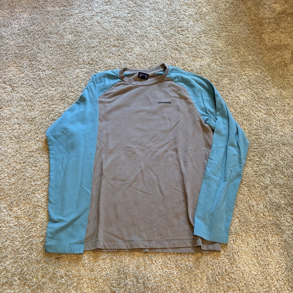 Patagonia P-6 Logo‎ Long Sleeve Crew Sweatshirt Mens Large Gray Lightweight